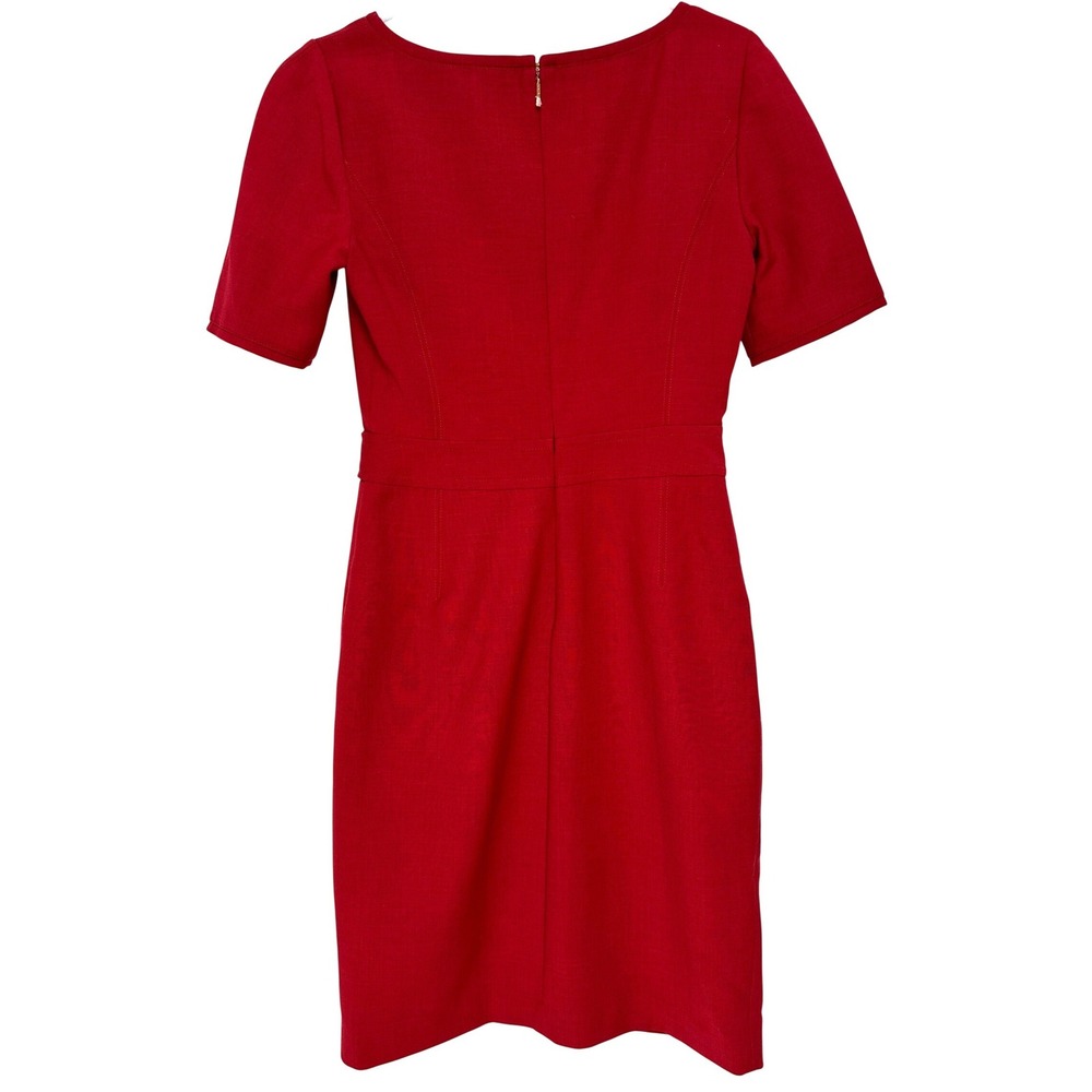 Tory Burch Lydia Sheath Wool Dress Red Short Sleeve Notched Neck Size 4 NWT - Picture 4 of 12